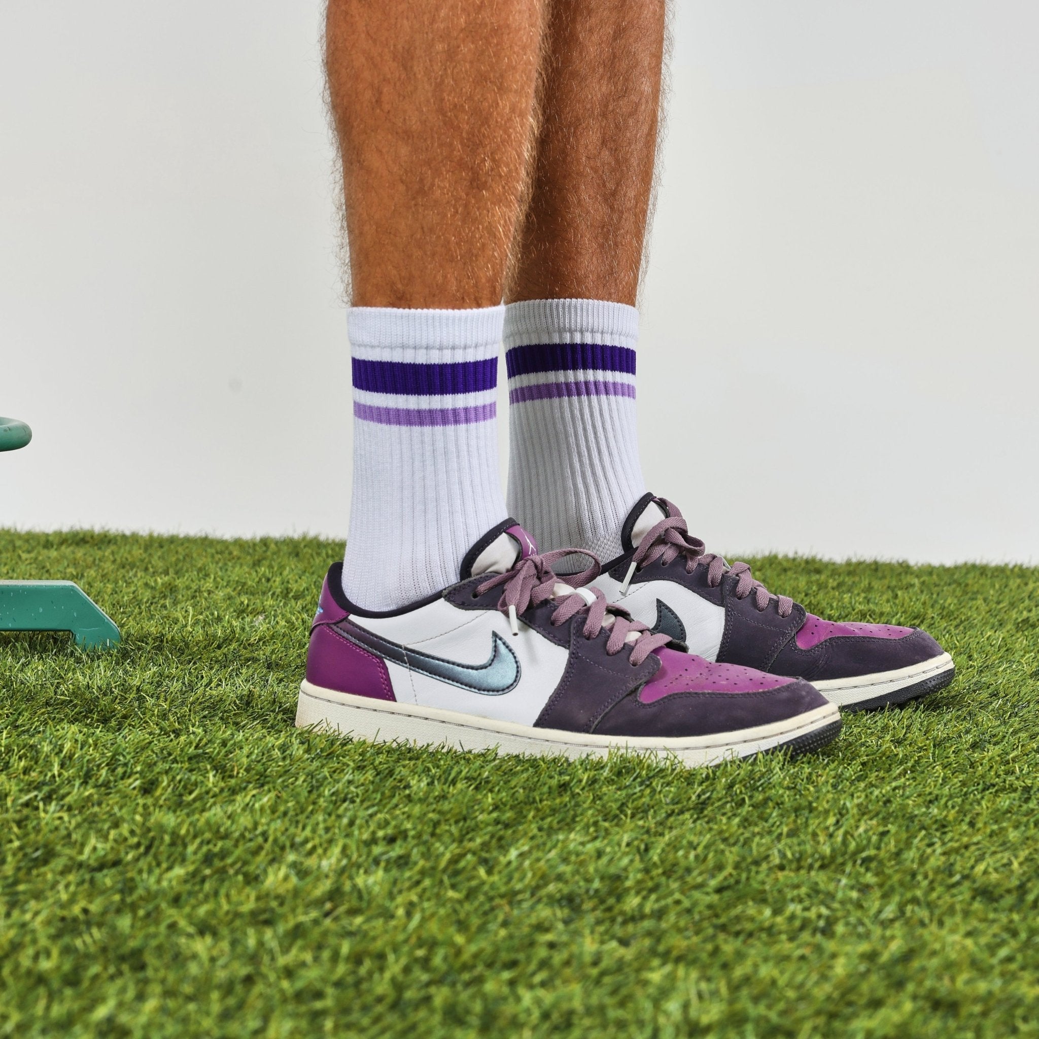 Purple Stripe Crew Socks - del campo