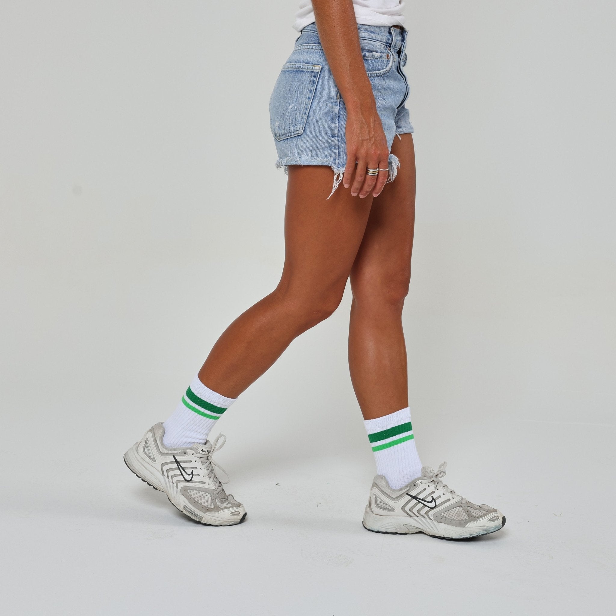 Green Stripe Crew Socks - del campo