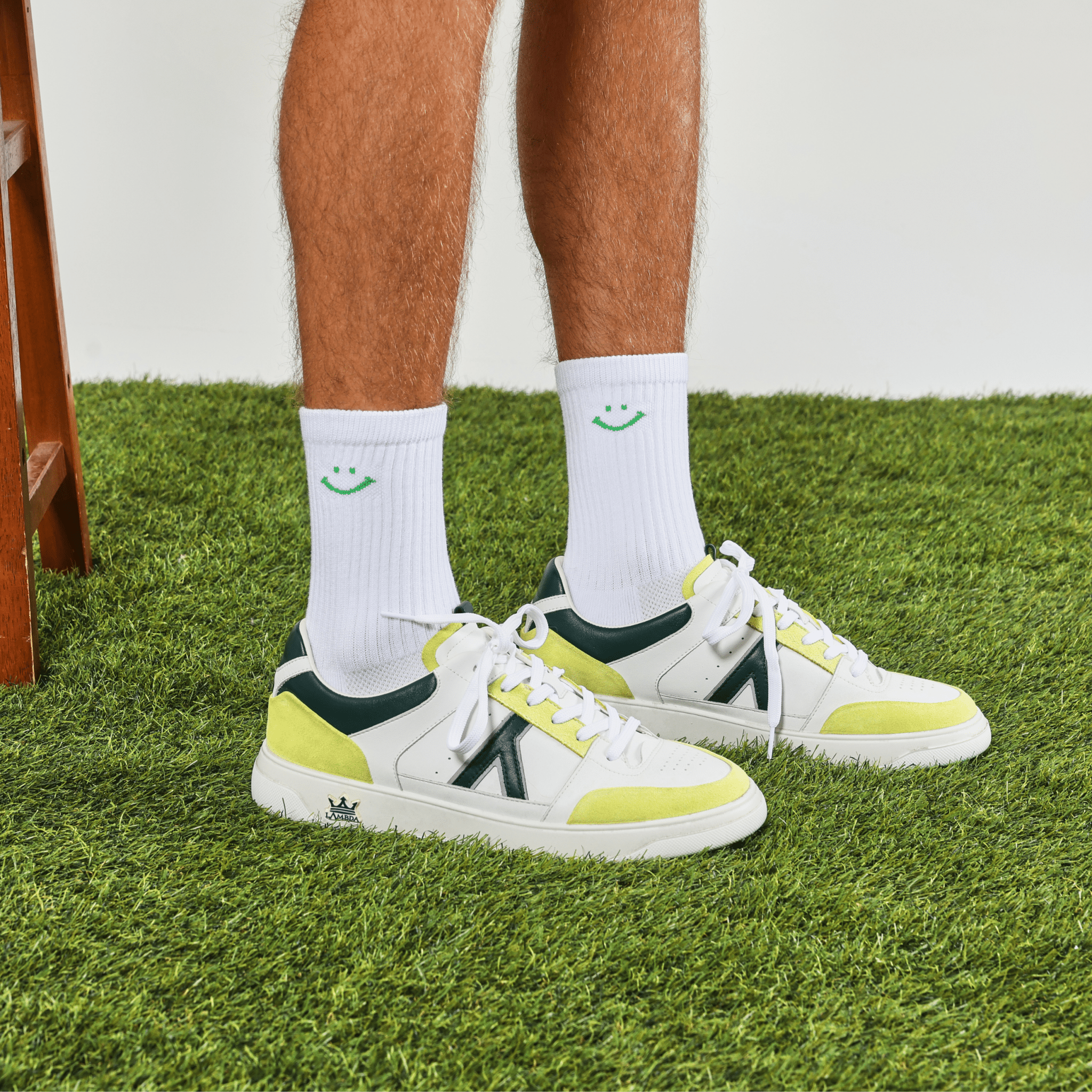 Green Smiley Crew Socks - del campo