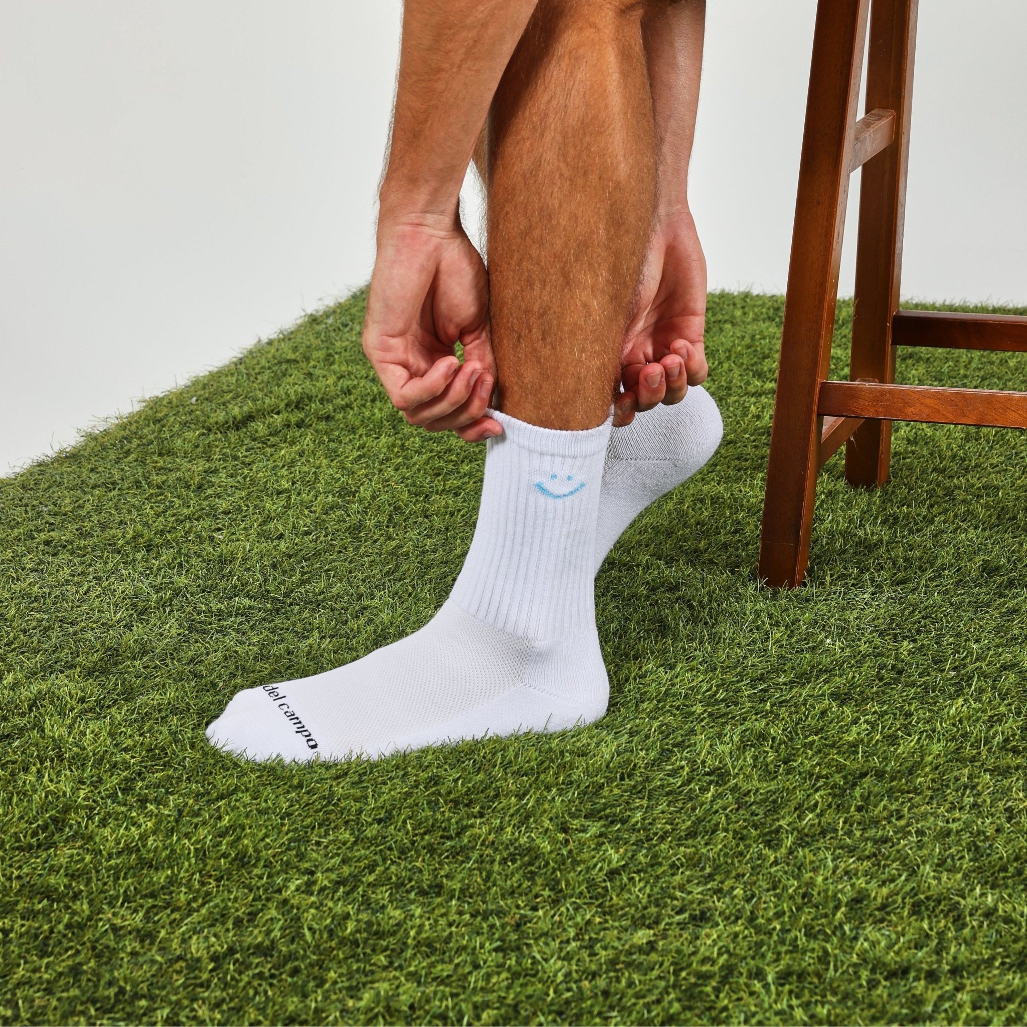 Blue Smiley Crew Socks - del campo
