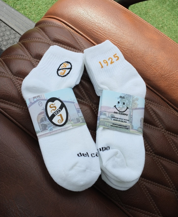 Custom San Jose Country Club logo golf socks by Del Campo
