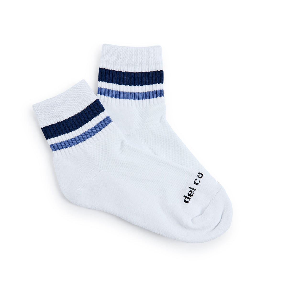 Del Campo Navy Stripes golf socks, flat lay