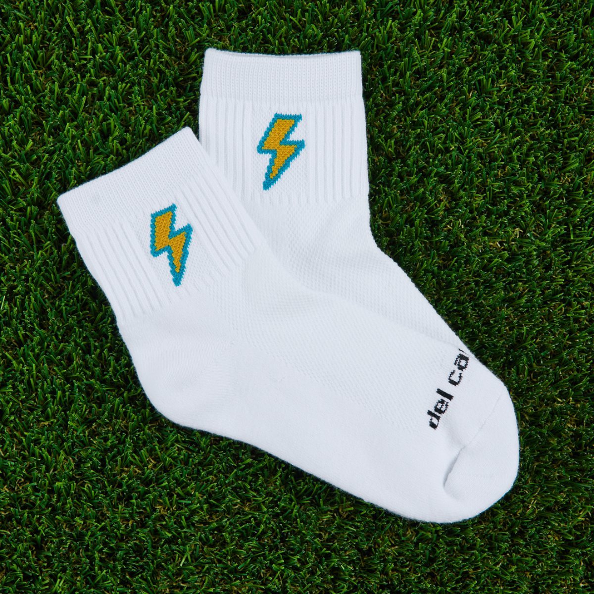 Teal/Gold Bolts Socks - del campo