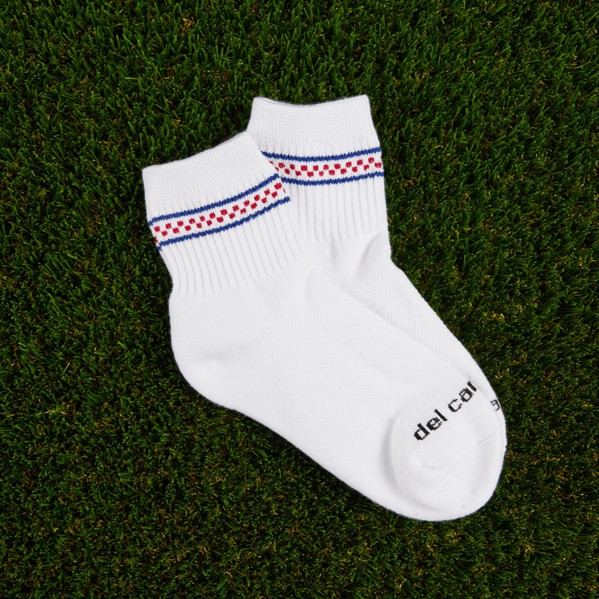 Del Campo Blue/Red Checkered Stripes golf socks