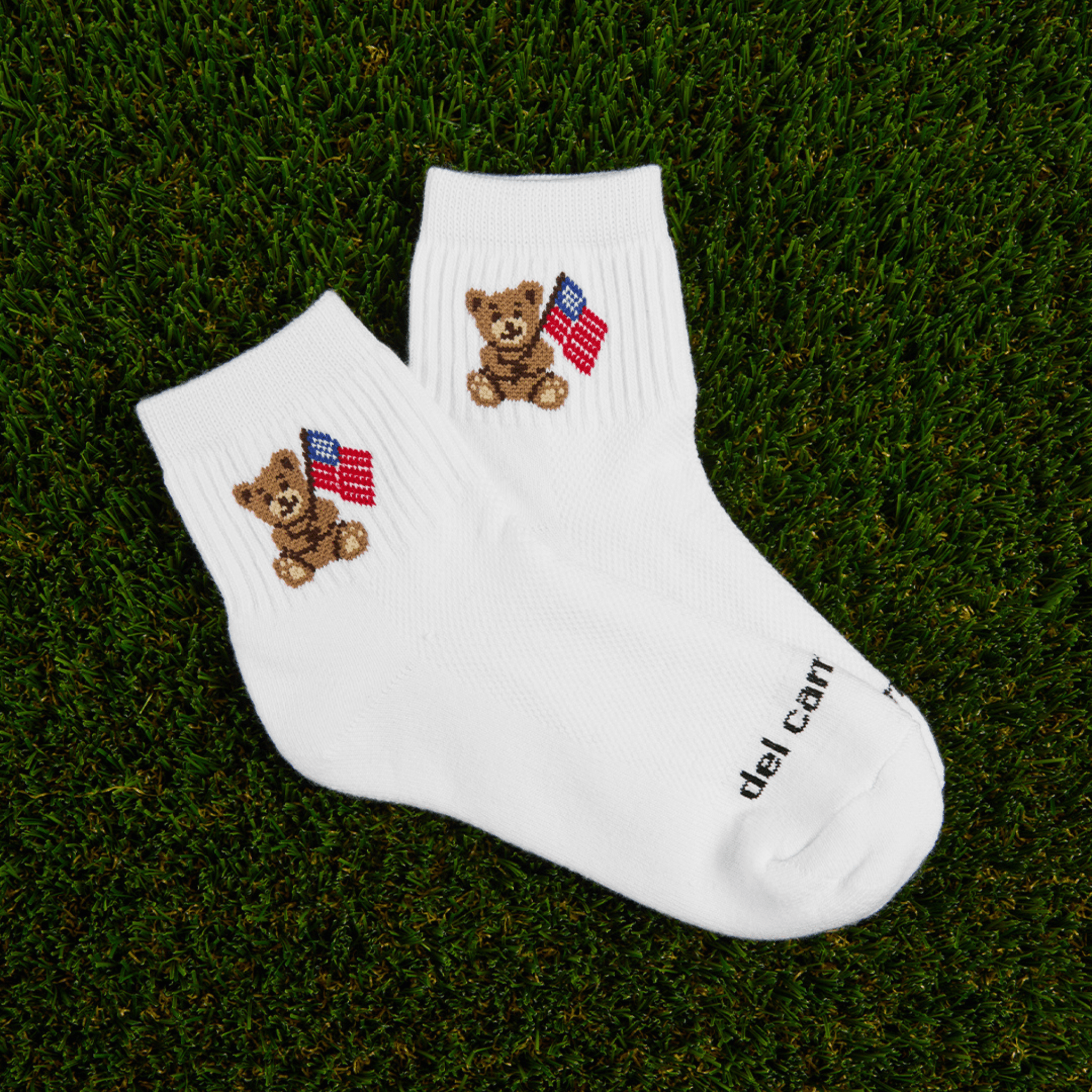 Del Campo Freedom Design Pack golf socks featuring four patriotic red, white, and blue designs