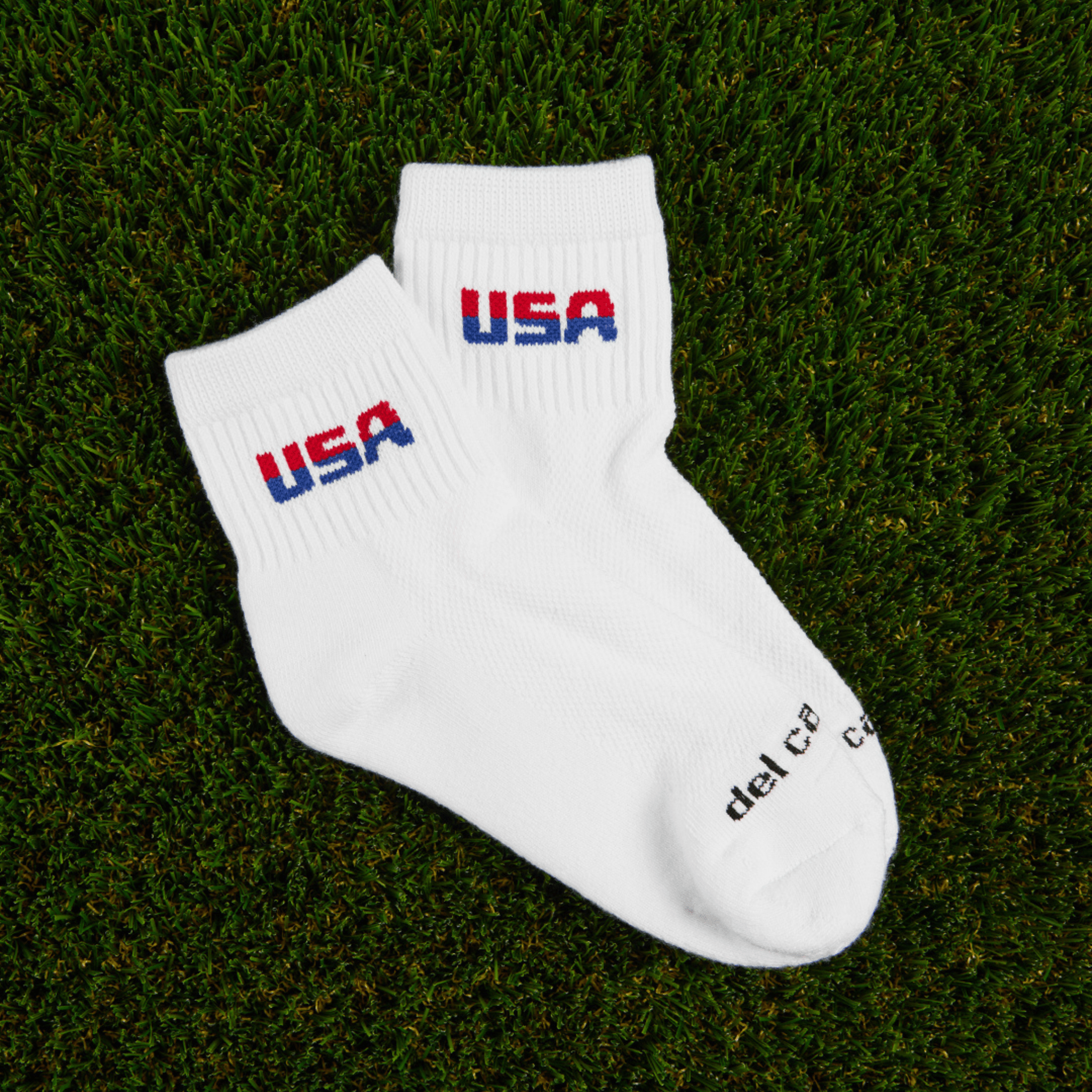 Del Campo Freedom Design Pack golf socks featuring four patriotic red, white, and blue designs