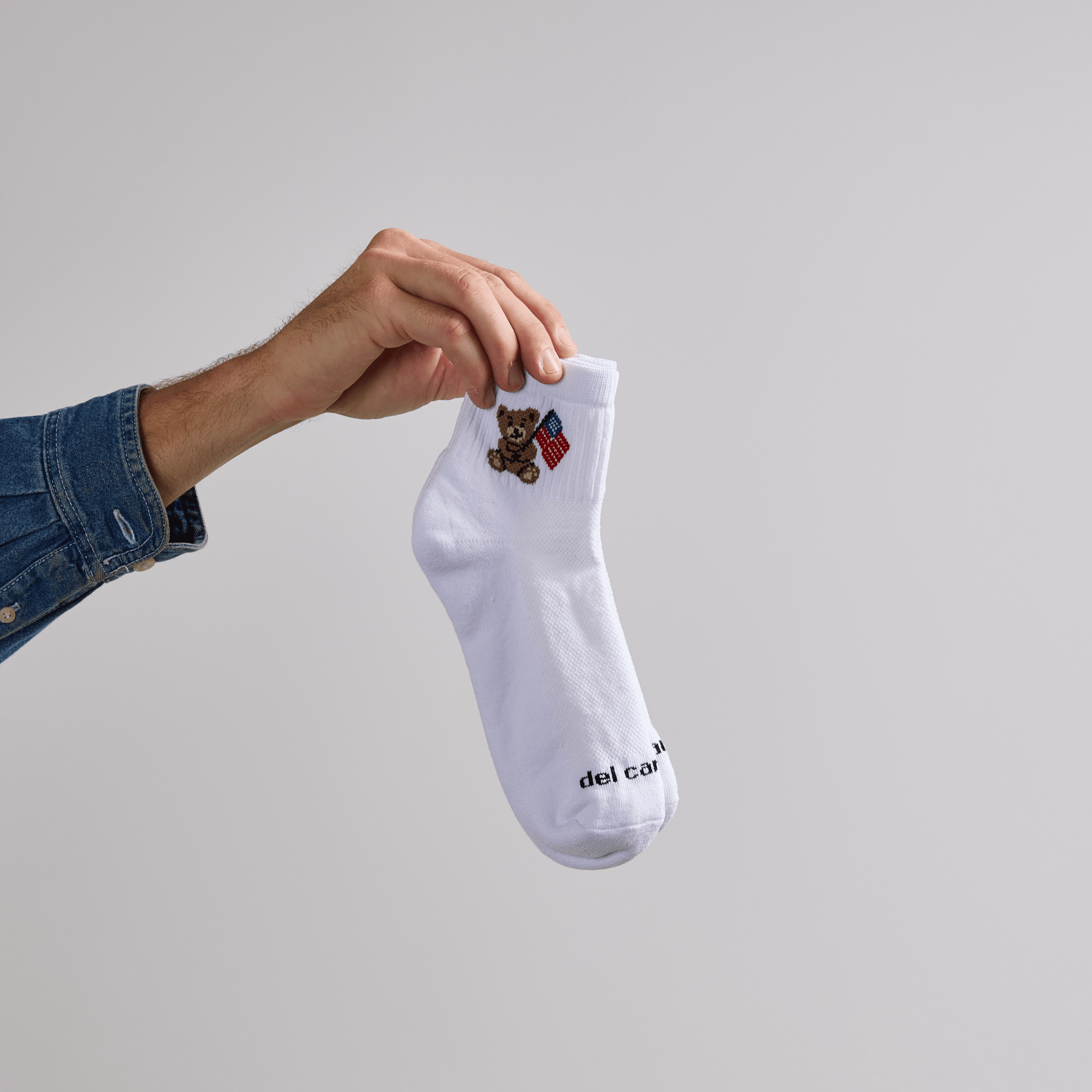 Del Campo American Teddy Bear golf socks, lifestyle shot