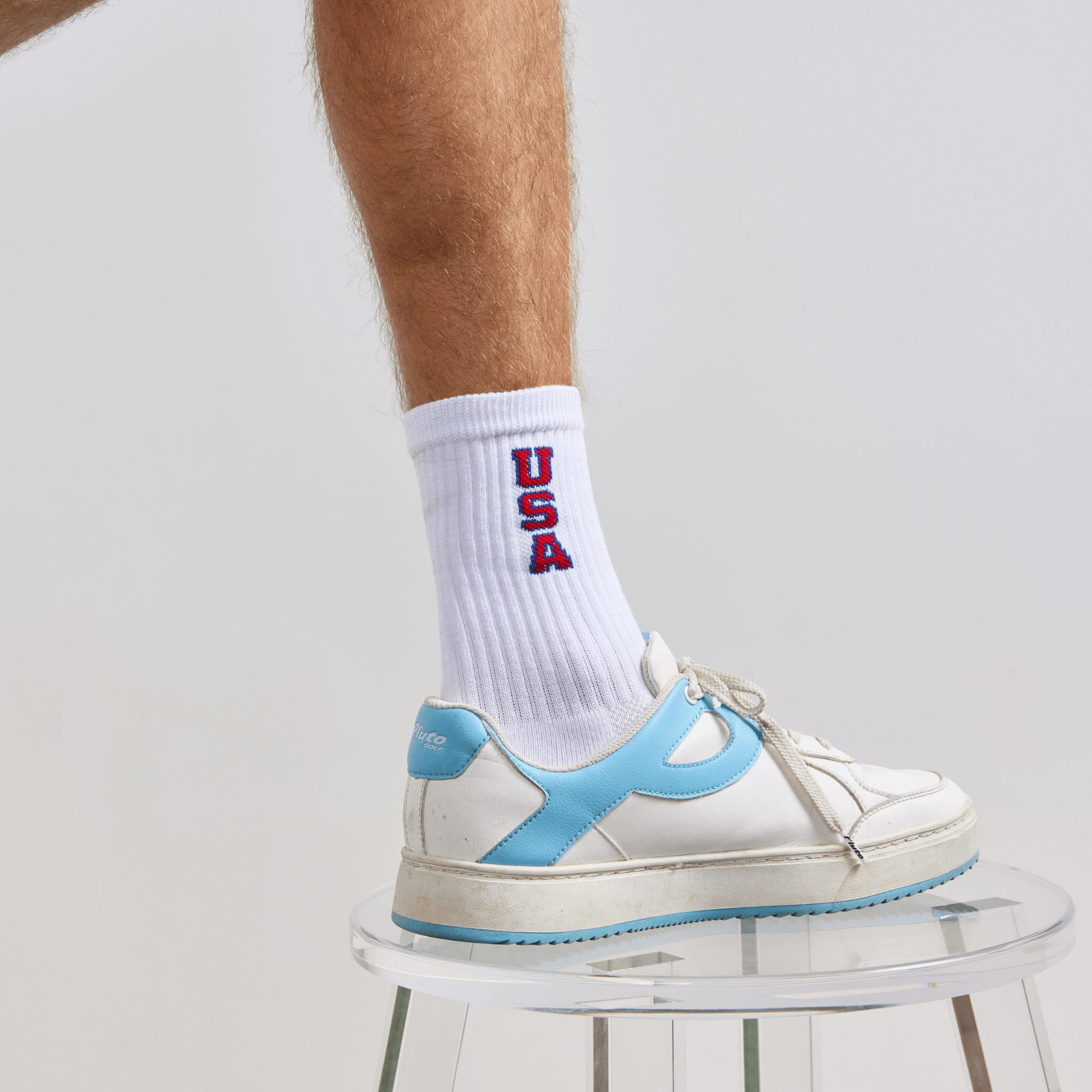 Del Campo USA Crew golf socks, lifestyle shot