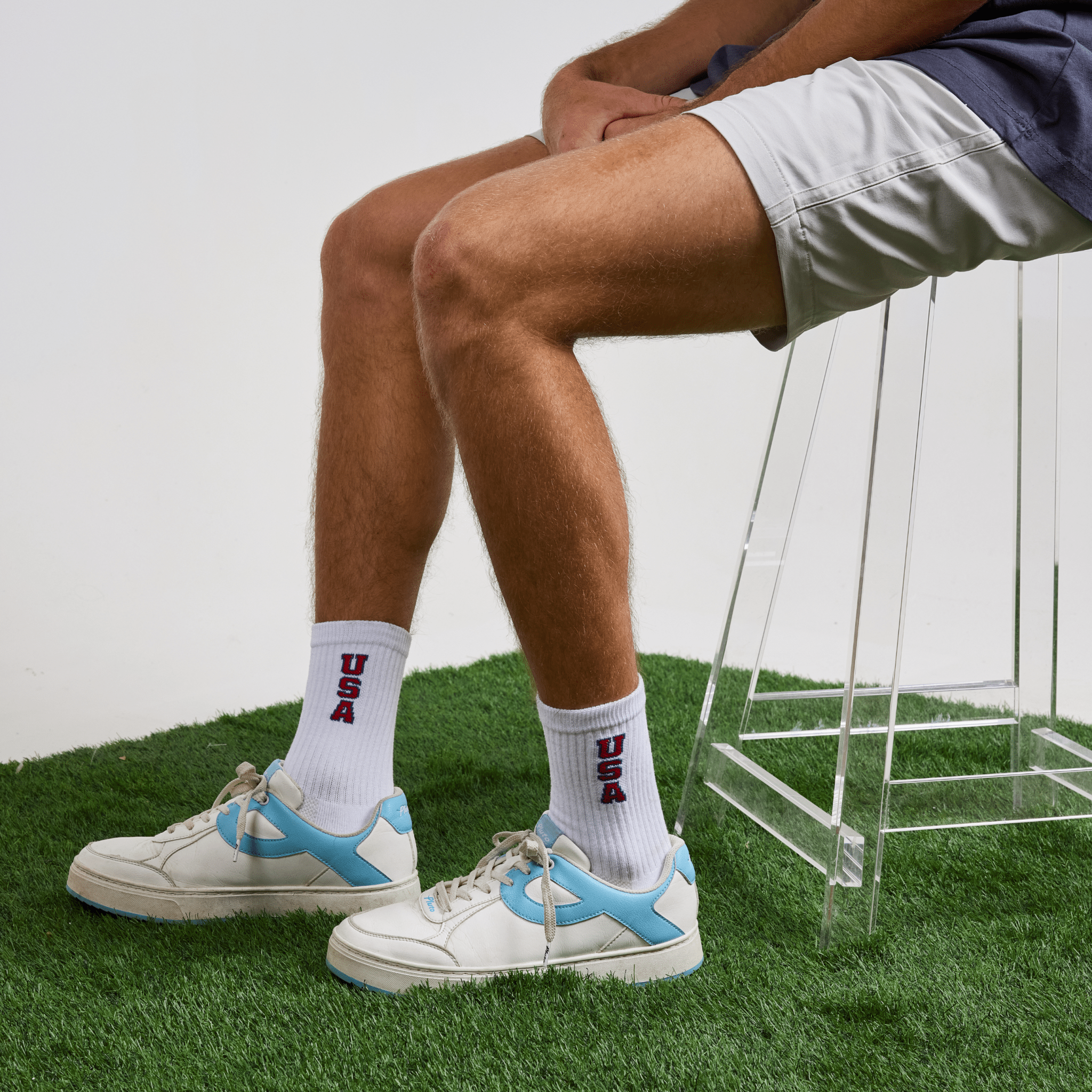 Del Campo USA Crew golf socks, lifestyle shot