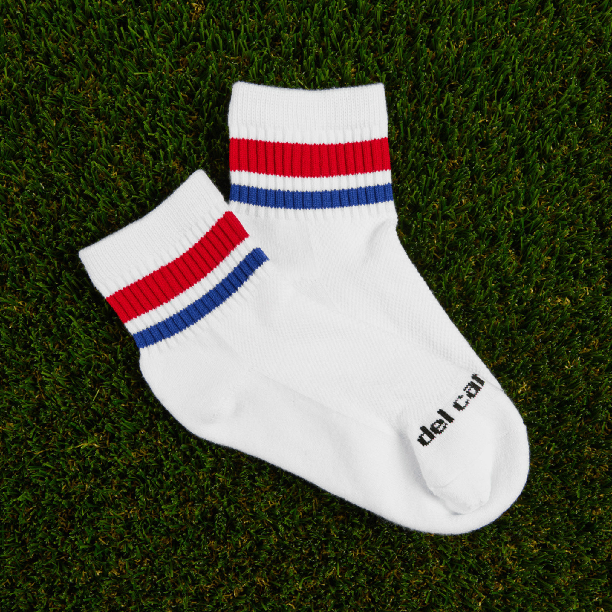Del Campo Freedom Stripe Pack golf socks featuring four patriotic stripe designs in red, white, and blue
