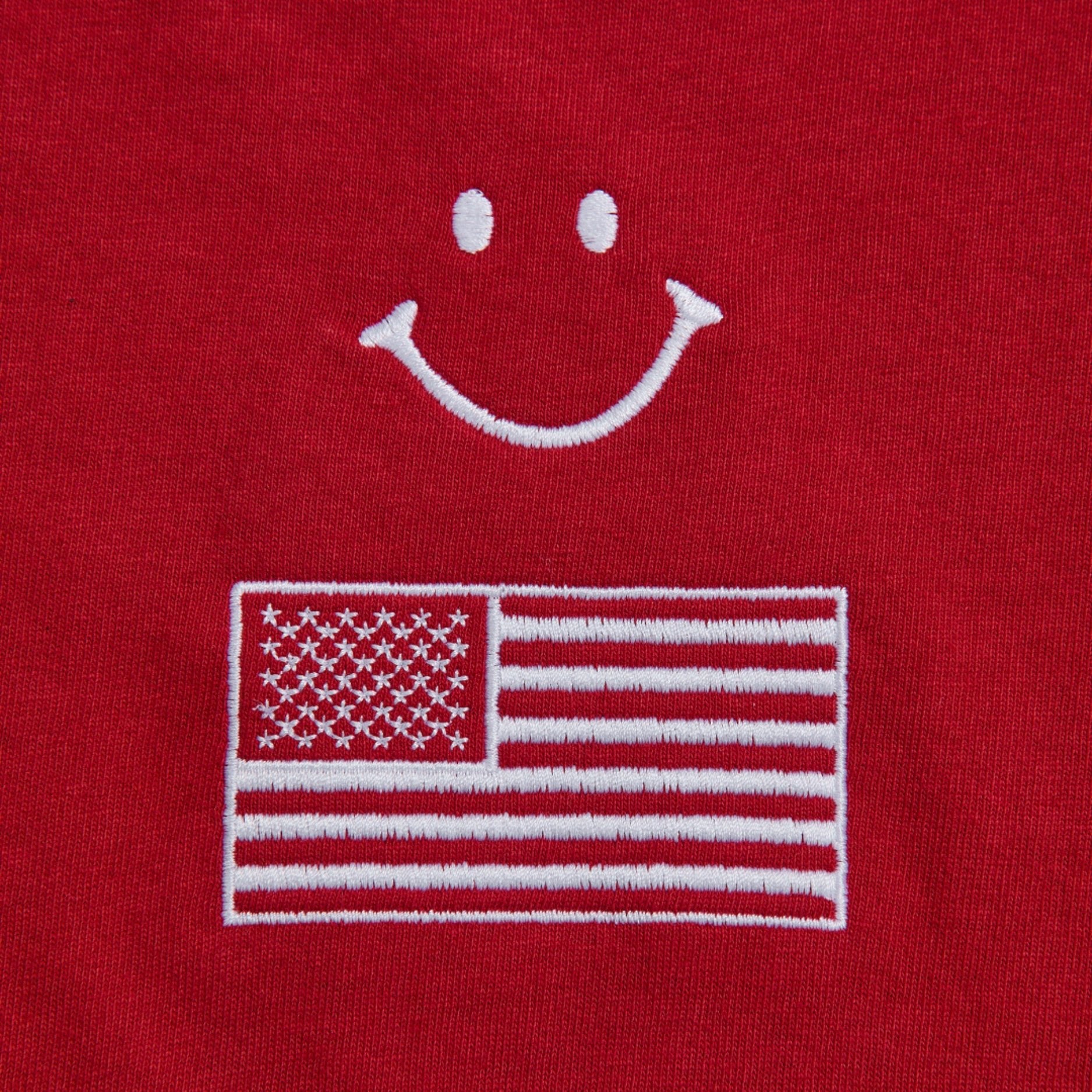 Red USA Smiley T-Shirt Apparel - del campo