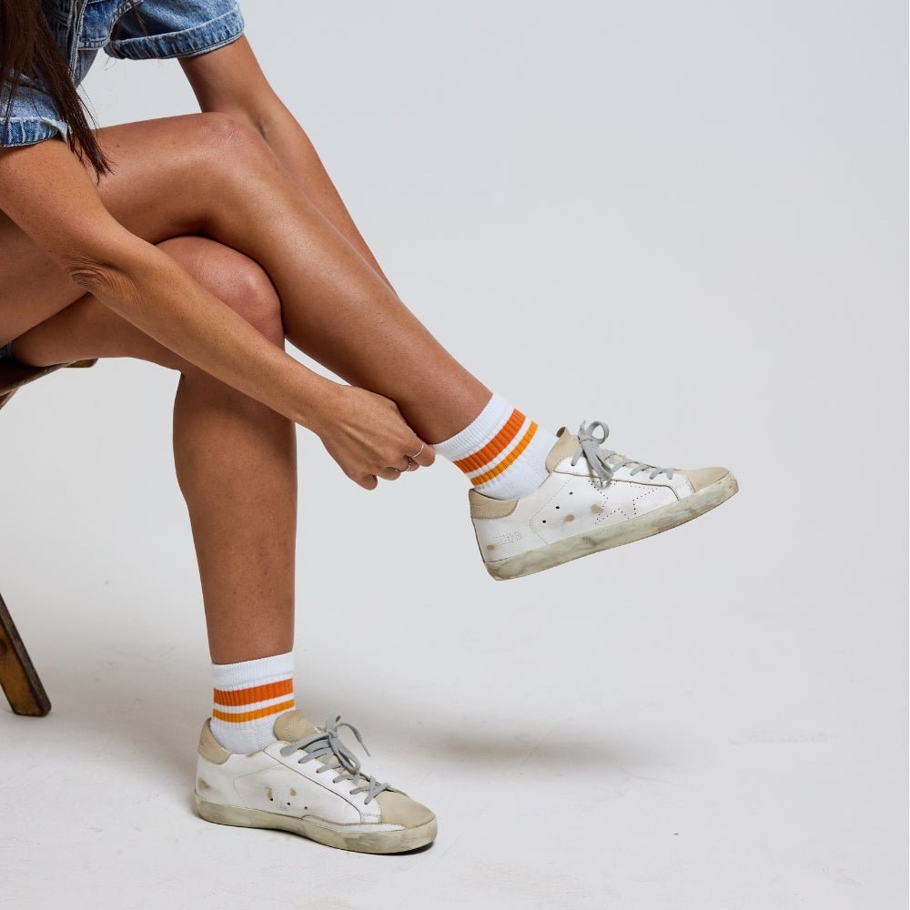 Del Campo Light Orange Stripes golf socks
