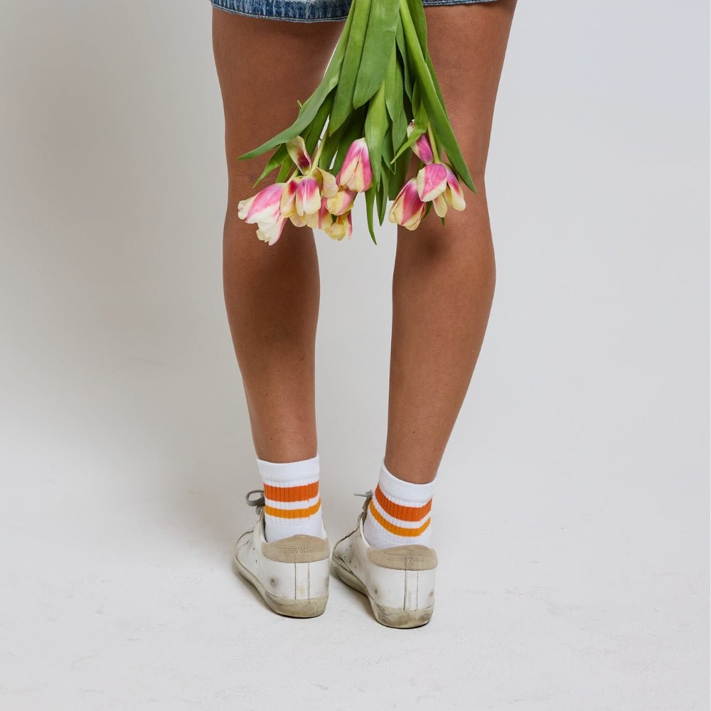 Del Campo Light Orange Stripes golf socks
