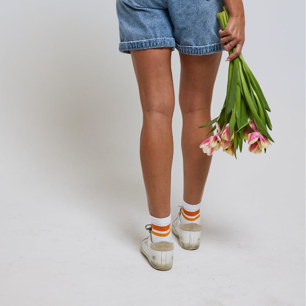 Del Campo Light Orange Stripes golf socks
