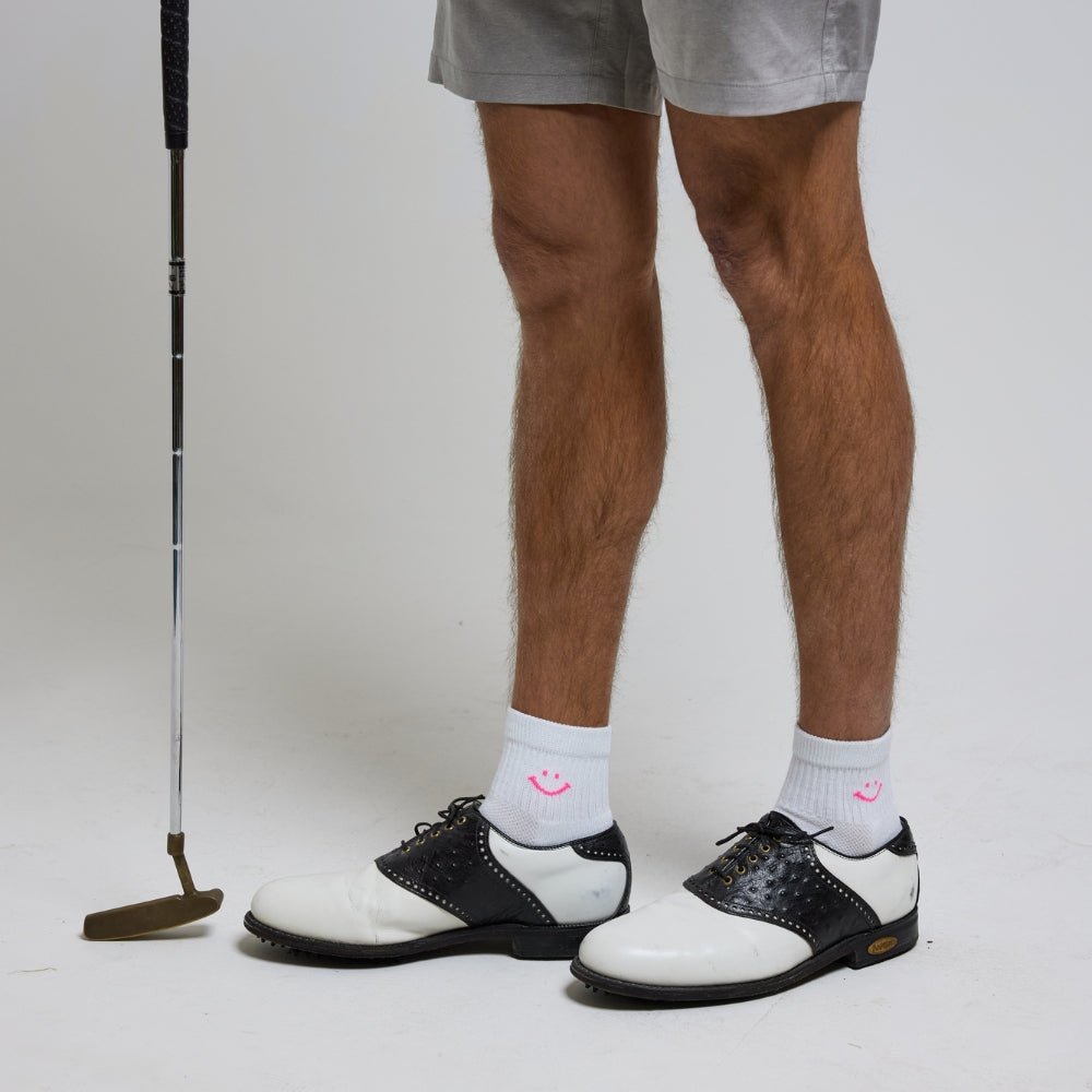 Del Campo Bright Pink Smiley golf socks