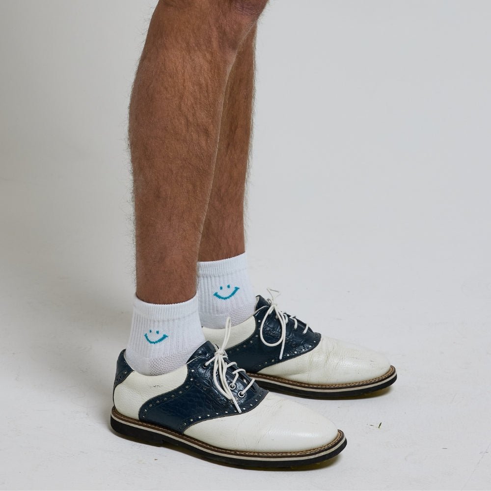 Del Campo Scuba Blue Smiley golf socks