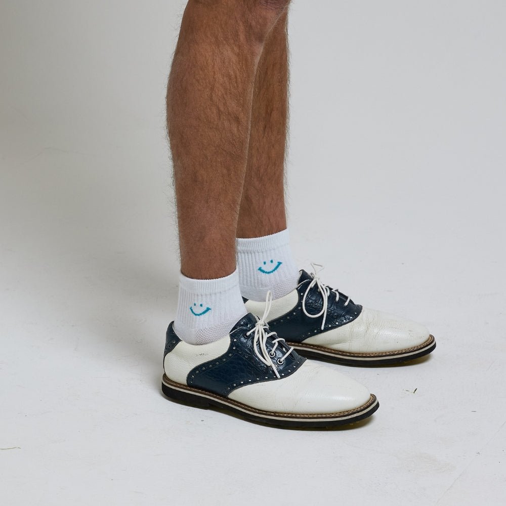 Del Campo Scuba Blue Smiley golf socks