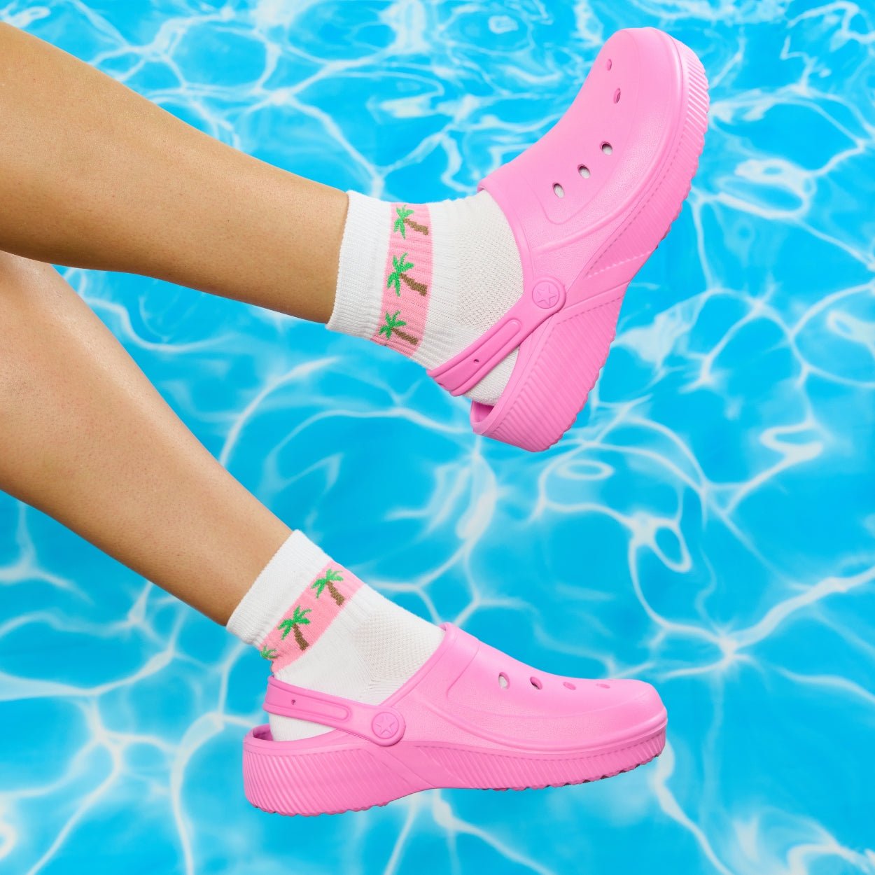 Pink Palms Stripe Socks - del campo