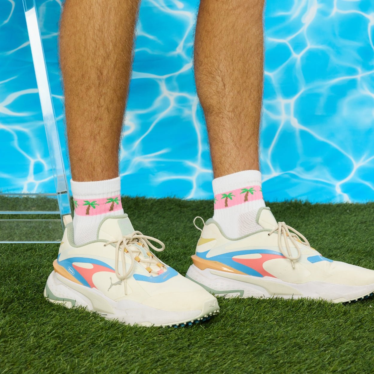 Pink Palms Stripe Socks - del campo