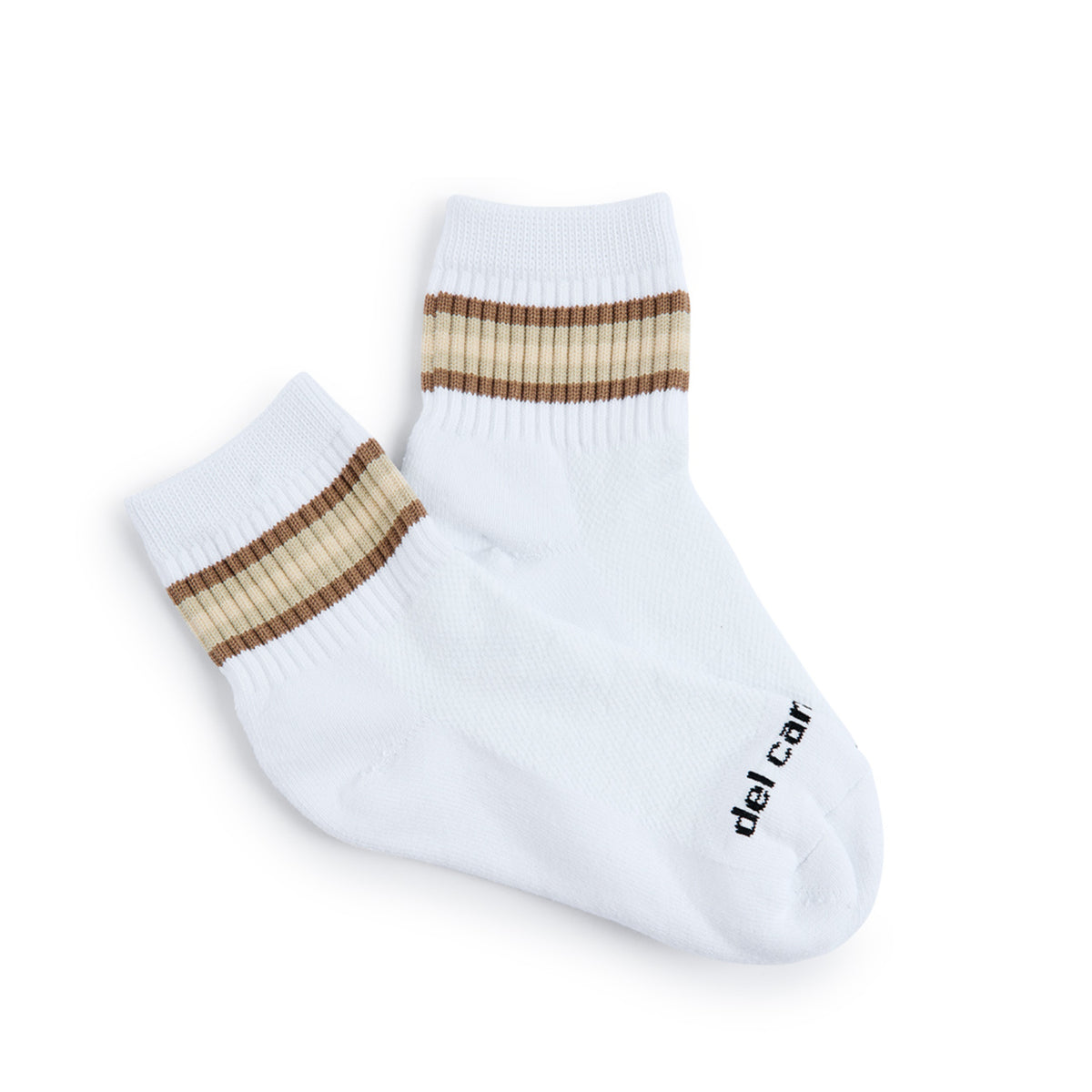 Del Campo Oatmeal 5 Stripe golf socks, flat lay