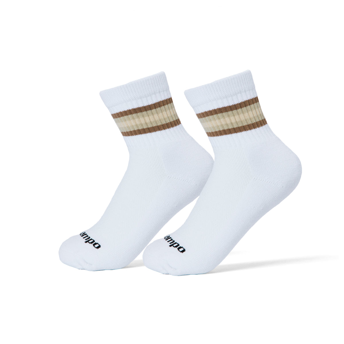 Del Campo Oatmeal 5 Stripe golf socks, on foot