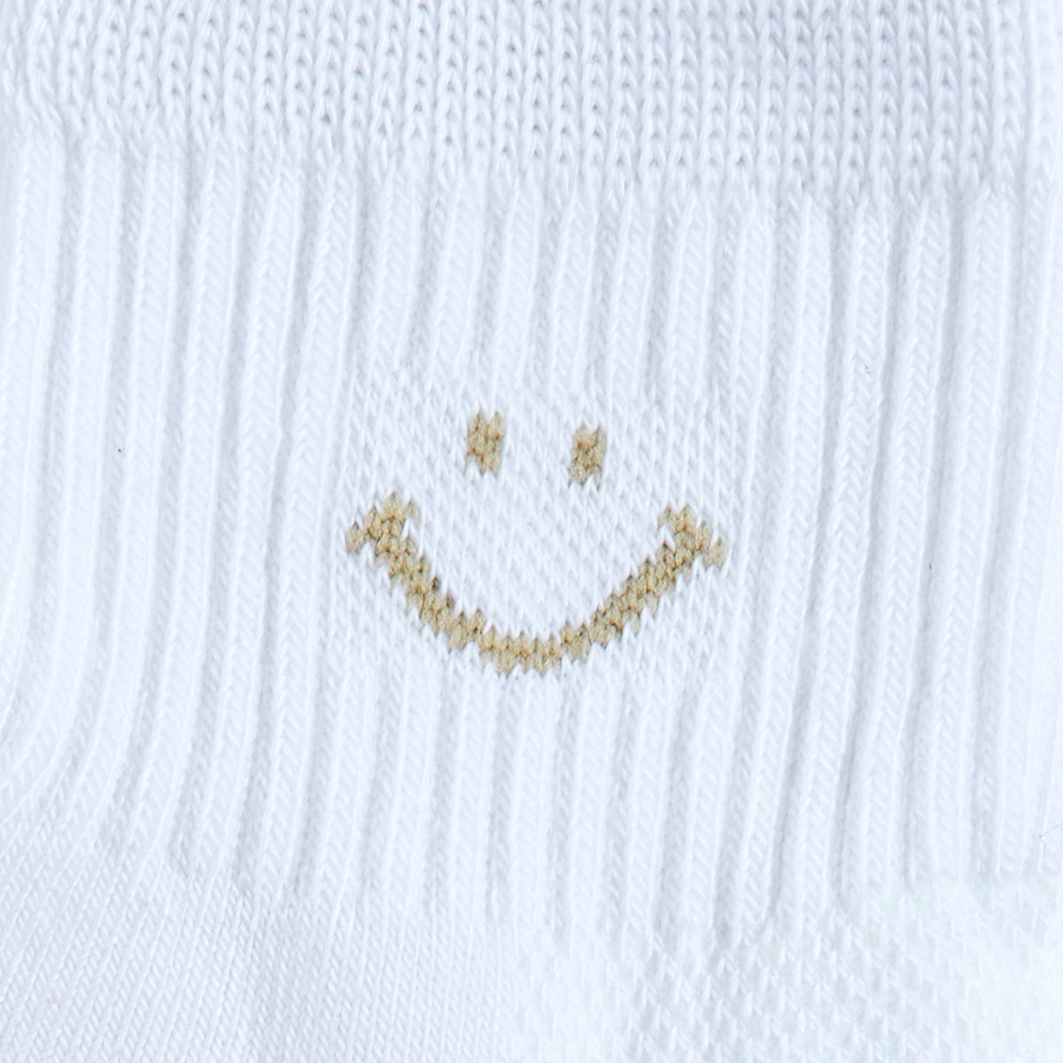 Del Campo Oatmeal Smiley golf socks, close-up detail