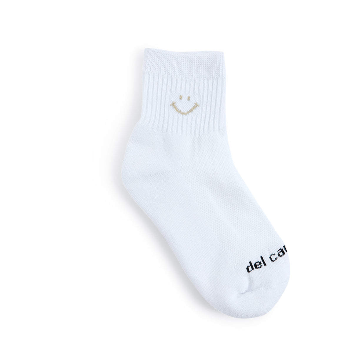 Del Campo Oatmeal Smiley golf socks, flat lay
