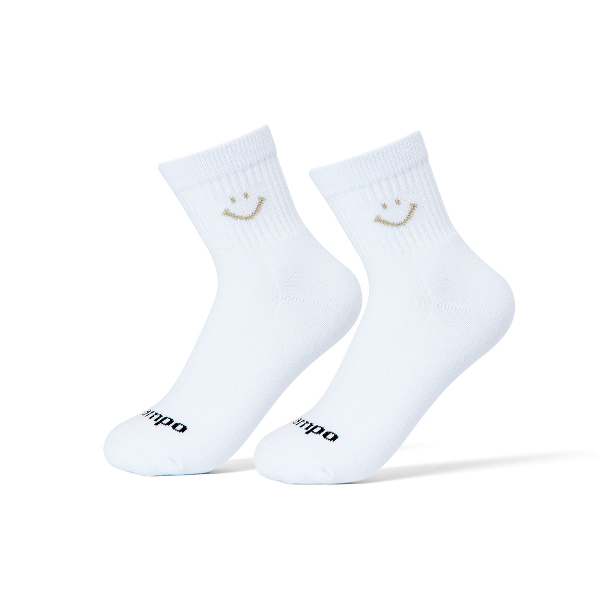 Del Campo Oatmeal Smiley golf socks, on foot