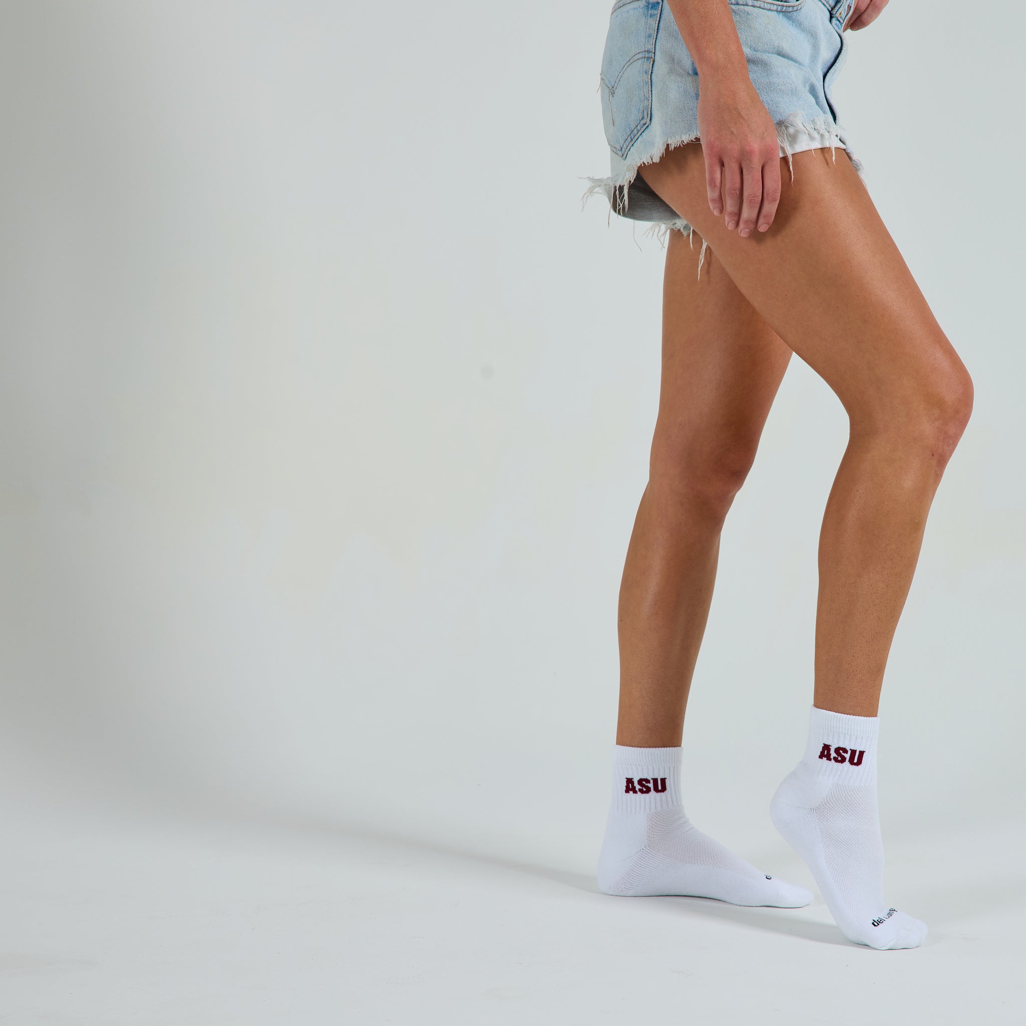 Del Campo Arizona State Sun Devils golf socks on a female model in studio