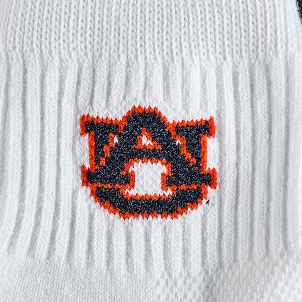 Close-up of the AU interlock on Del Campo Auburn War Eagle golf socks