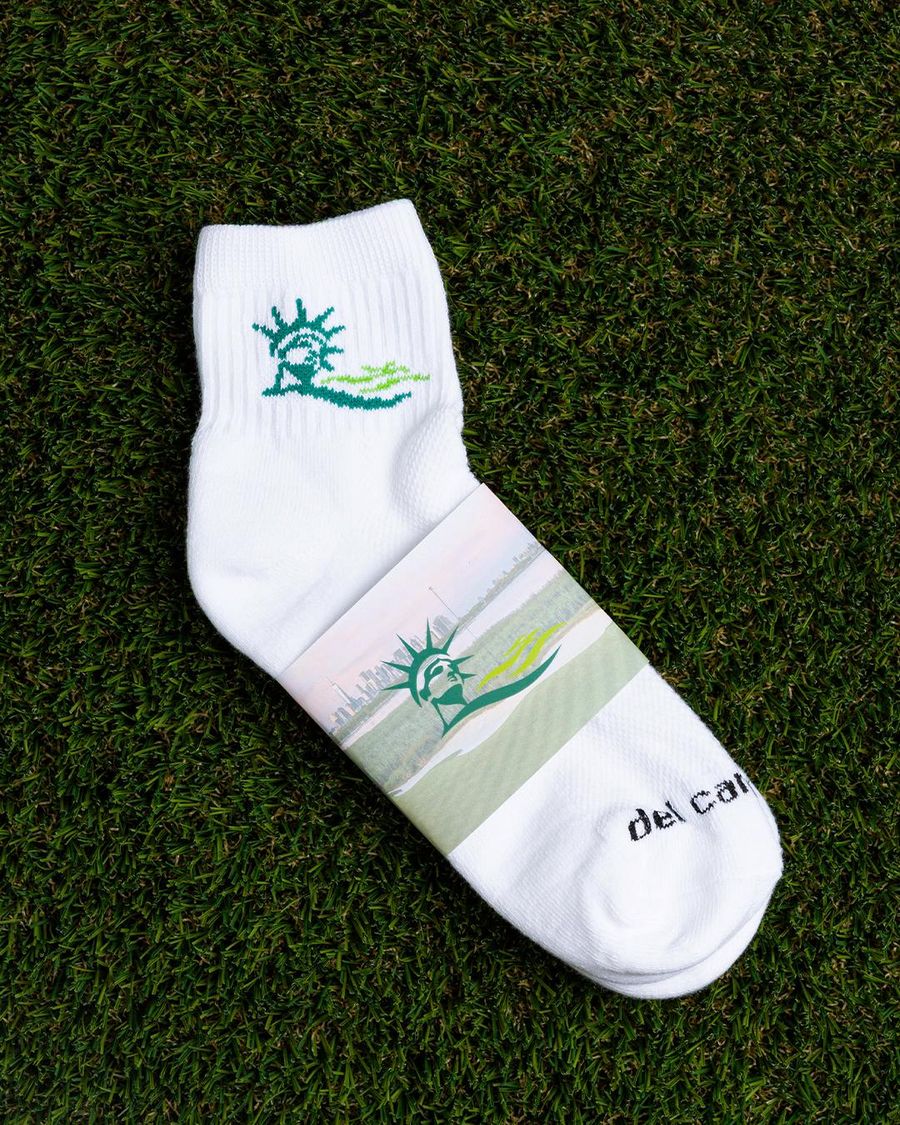 Custom Liberty National logo golf socks by Del Campo