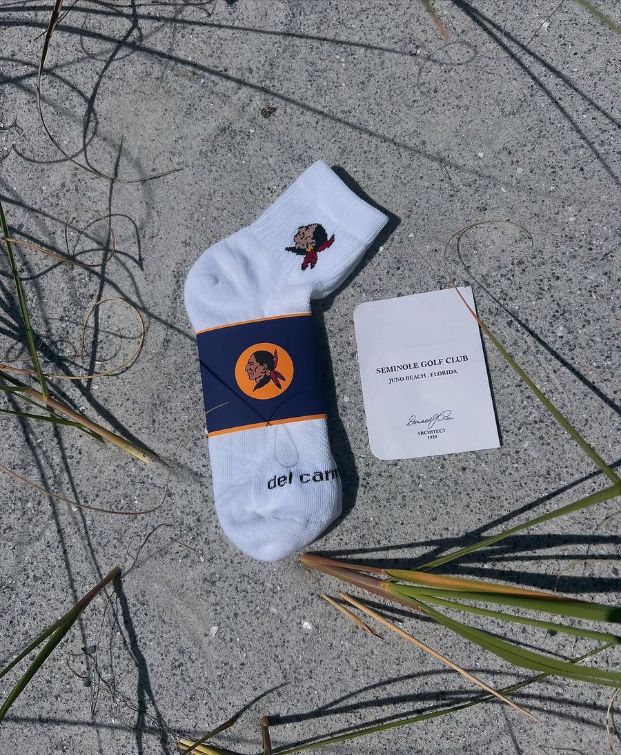 Custom Seminole Golf Club logo golf socks by Del Campo