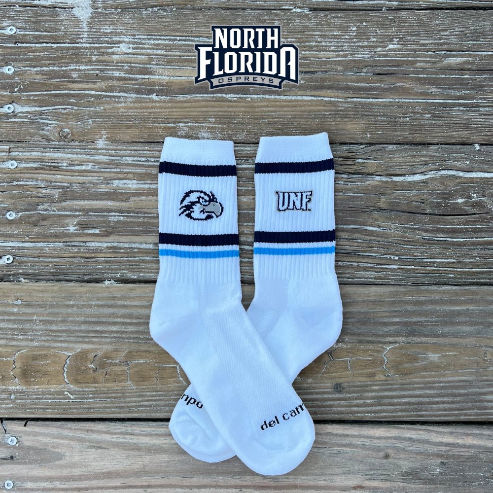 Officially licensed Del Campo North Florida Ospreys socks.