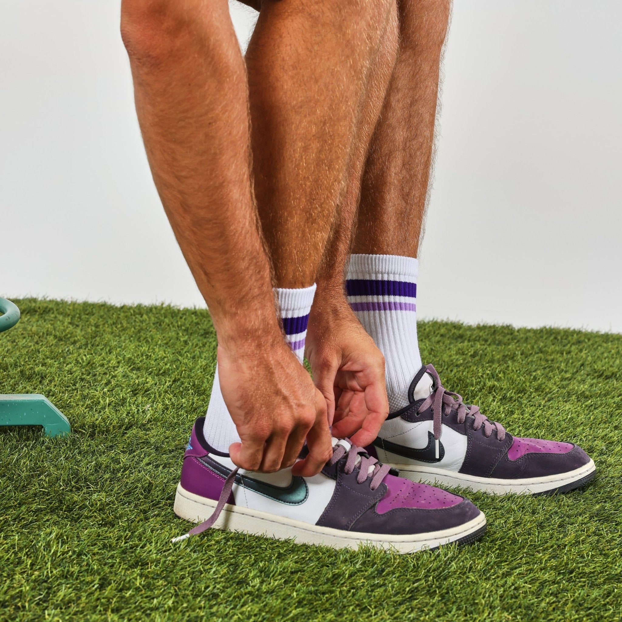 Purple Stripe Crew Socks - del campo