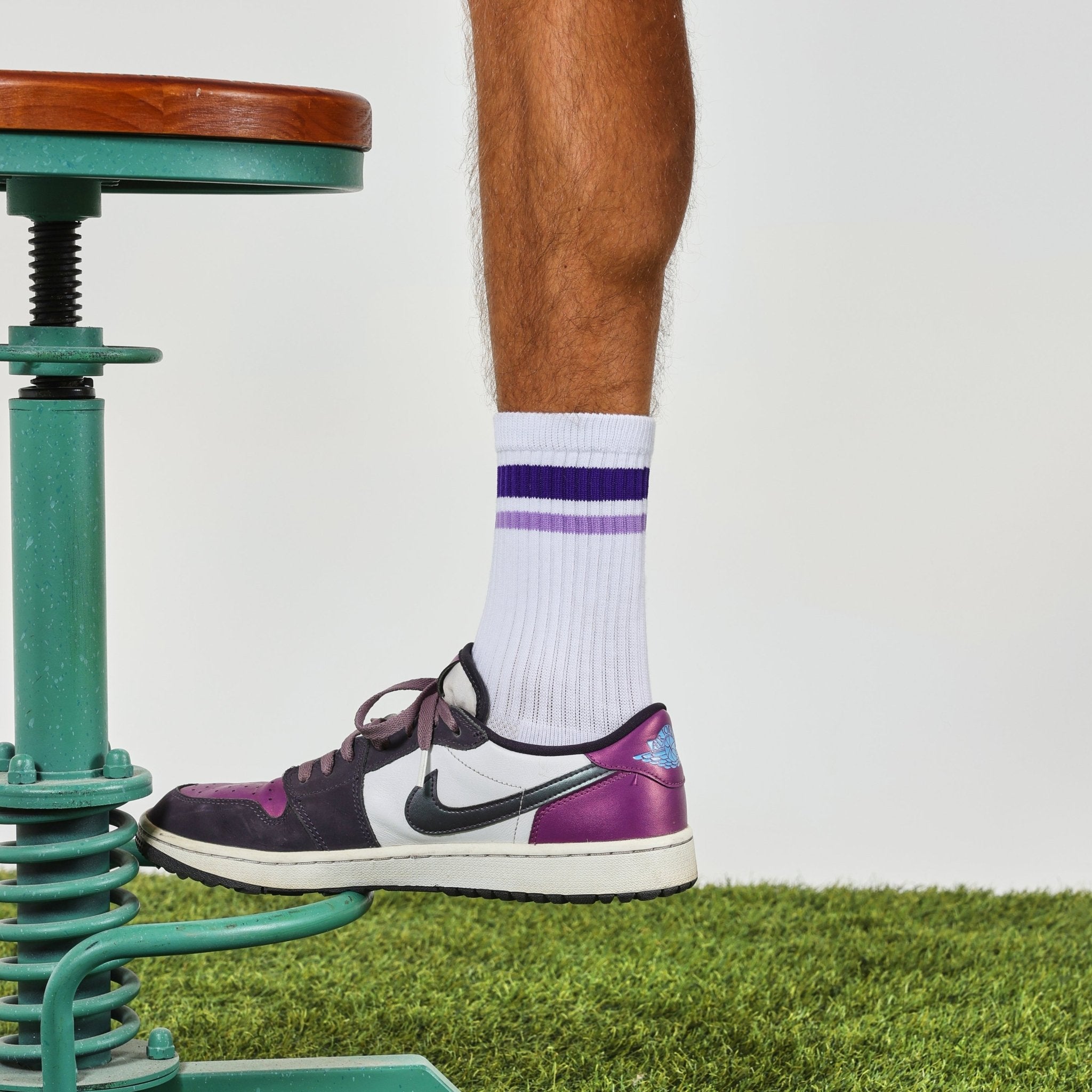 Purple Stripe Crew Socks - del campo