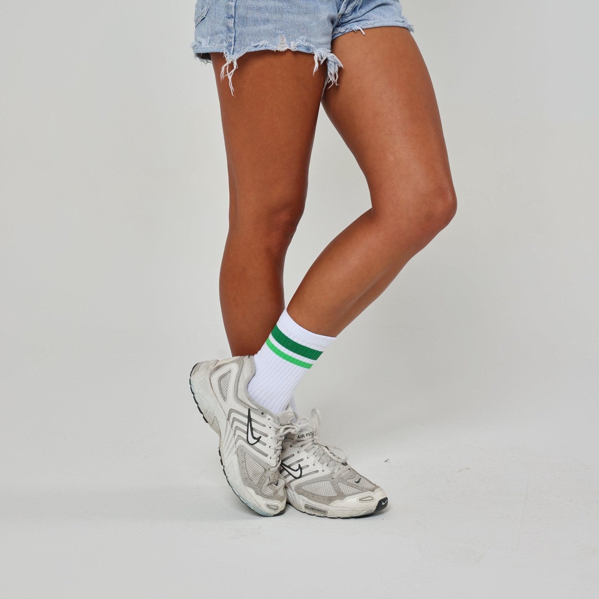 Green Stripe Crew Socks - del campo