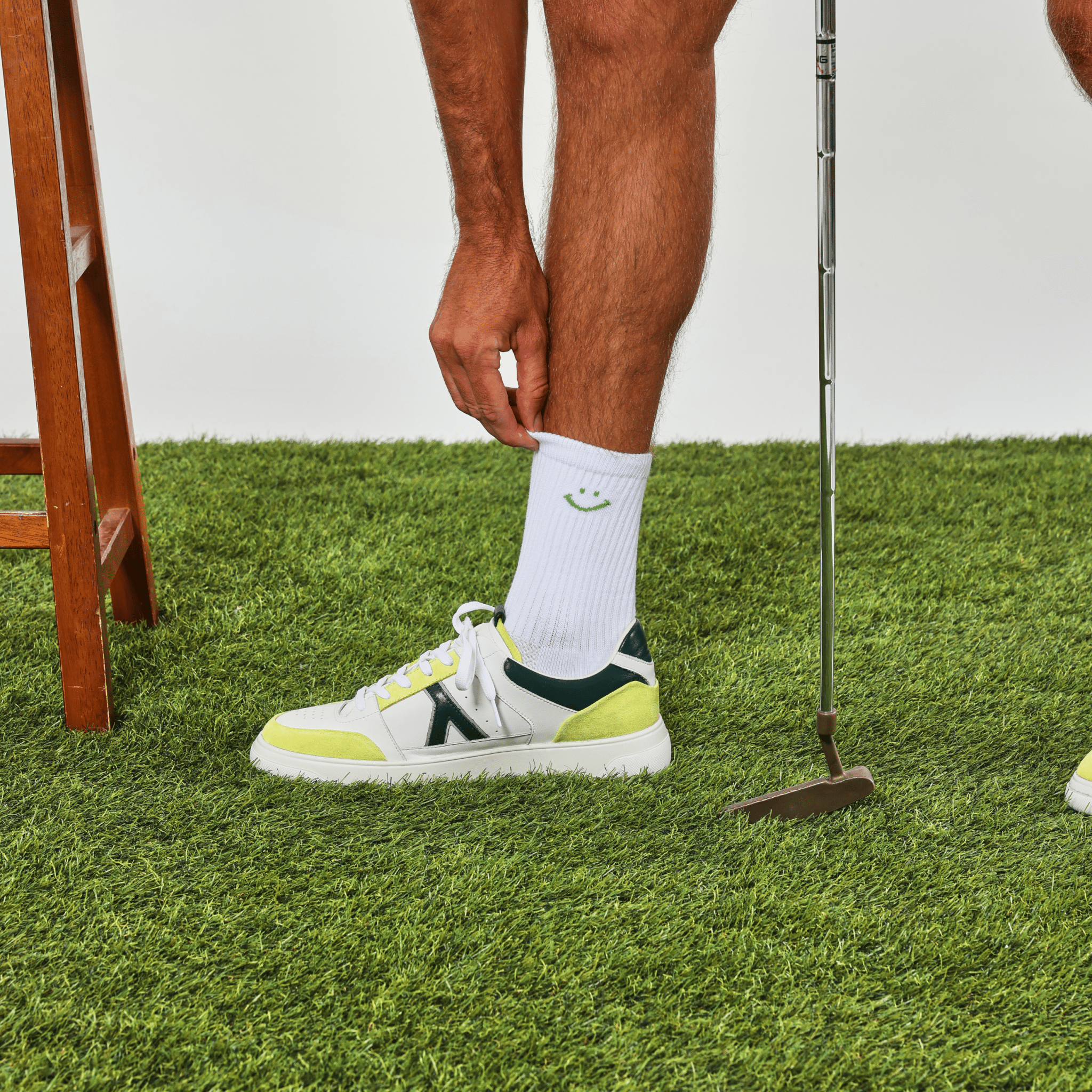 Green Smiley Crew Socks - del campo