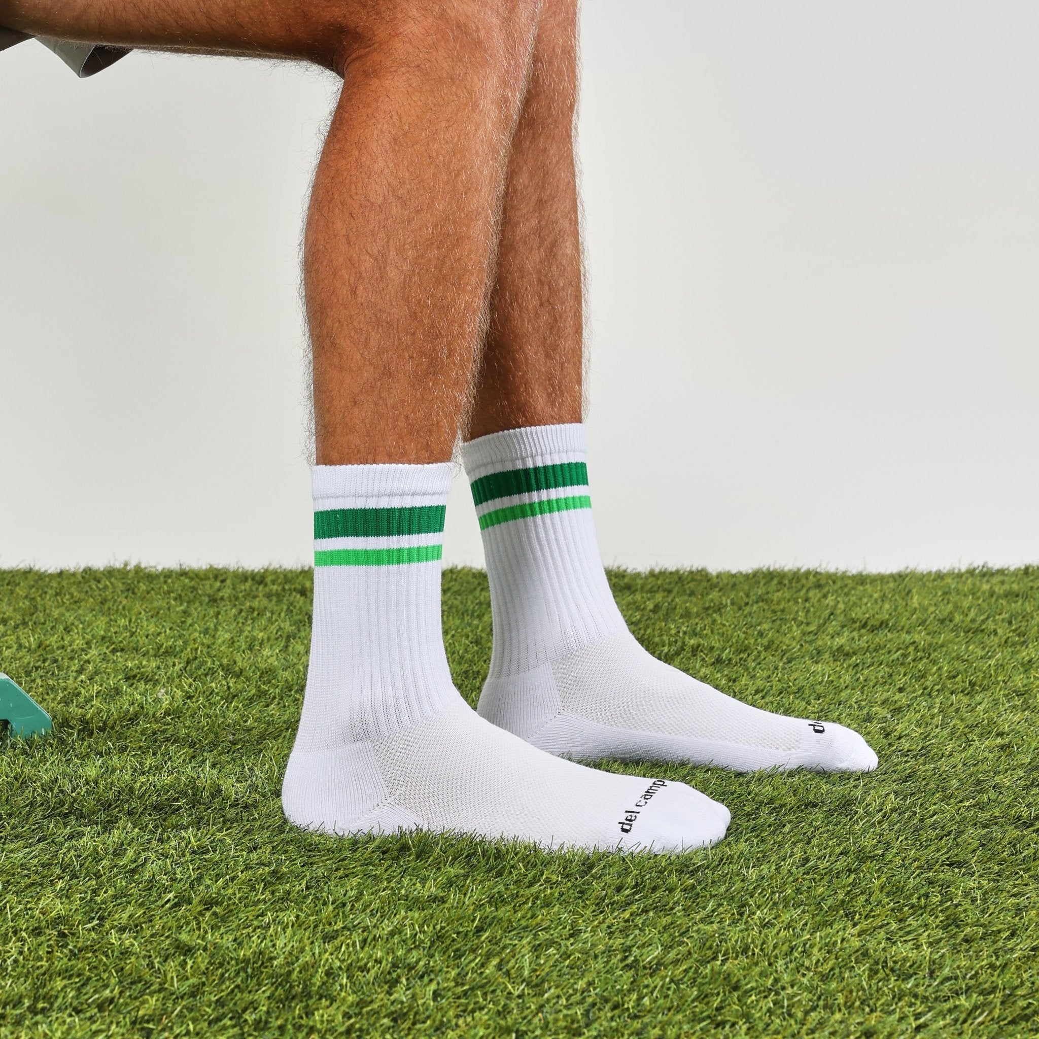 Green Stripe Crew Socks - del campo