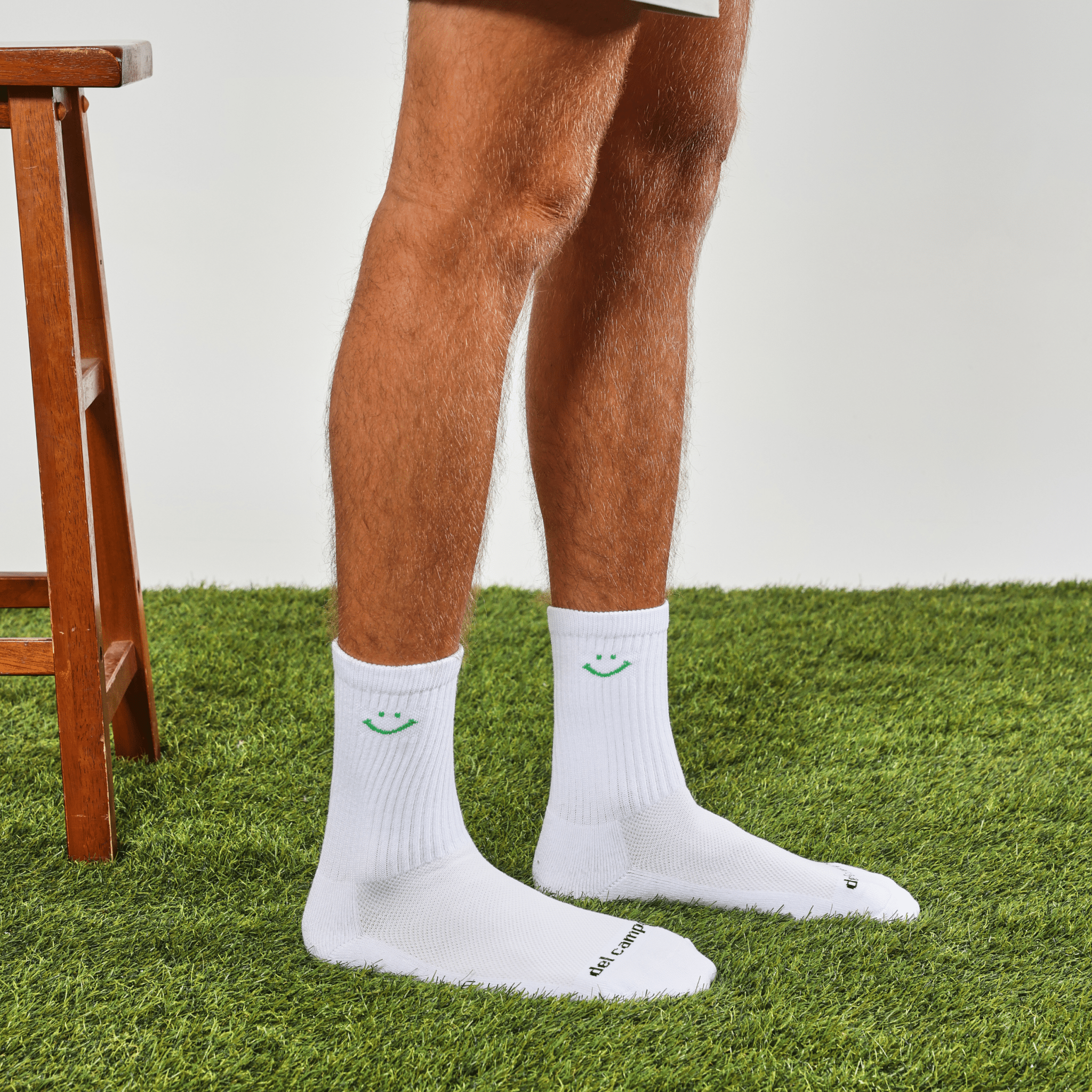 Green Smiley Crew Socks - del campo