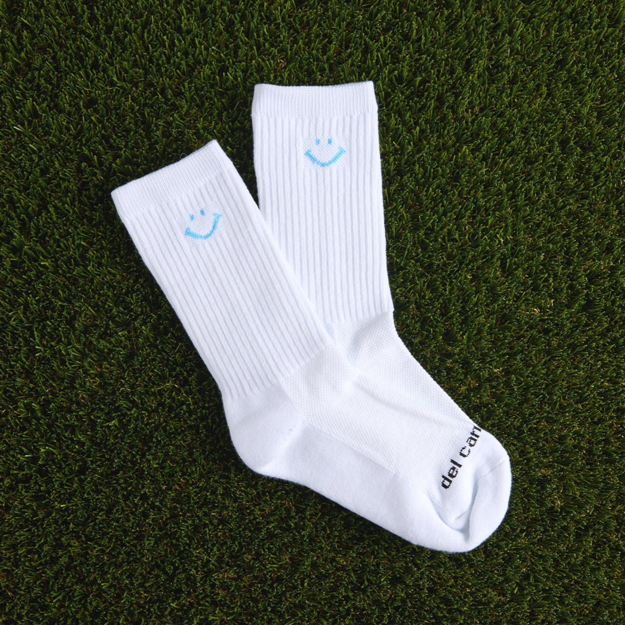 Blue Smiley Crew Socks - del campo