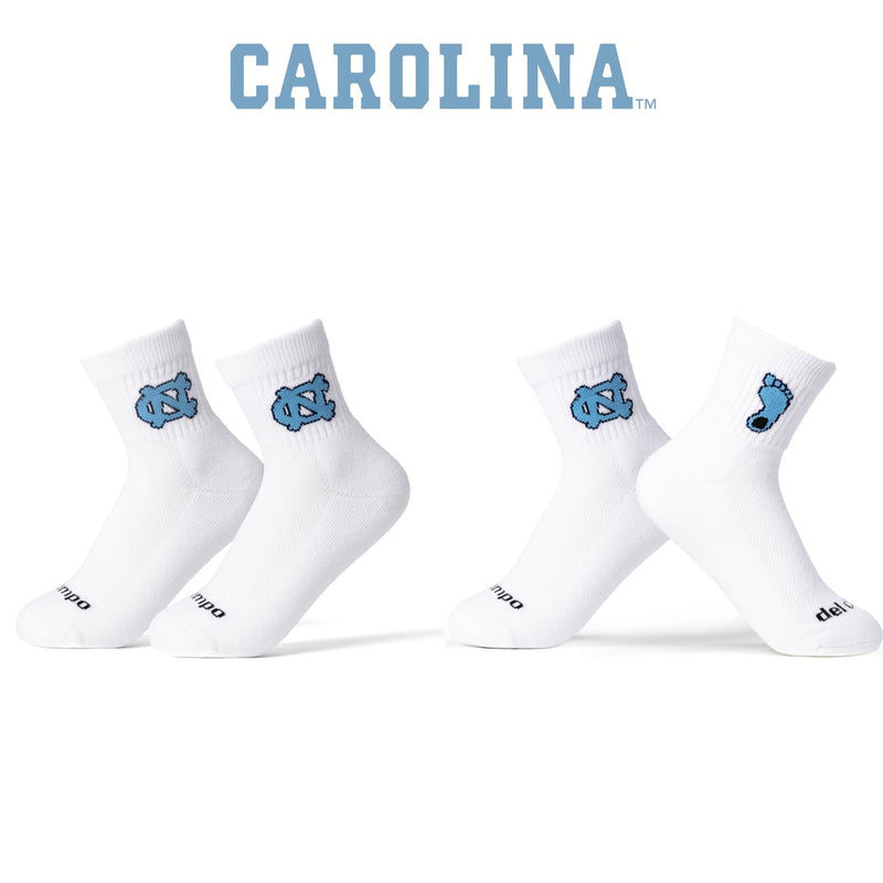 North Carolina Tar Heels white golf socks with blue logo, pack of four. | product, college