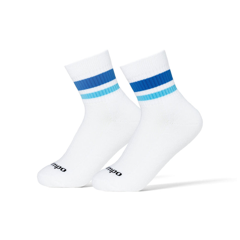 Del Campo Golf Blues socks with white base and blue striped cuff | product