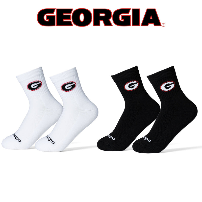 Georgia Bulldogs socks in white and black with embroidered G logo. | product, college