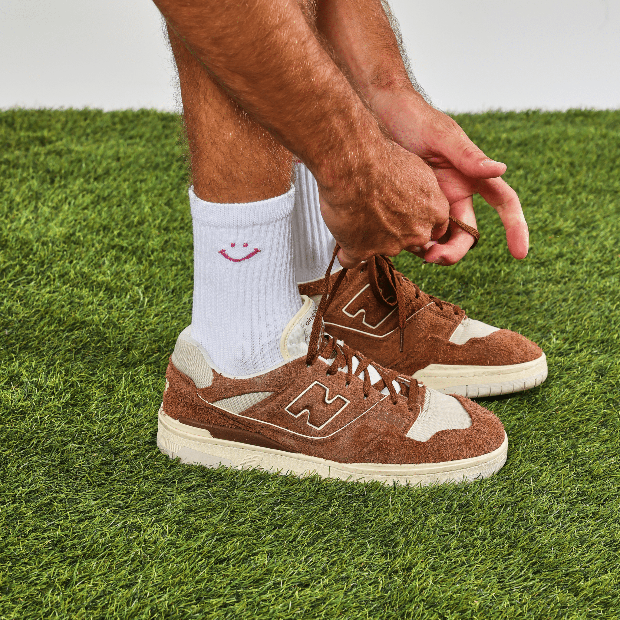 Red Smiley Crew Socks - del campo