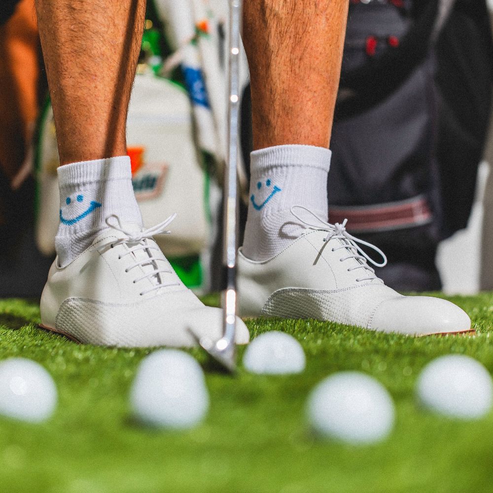 blue smiley golf socks