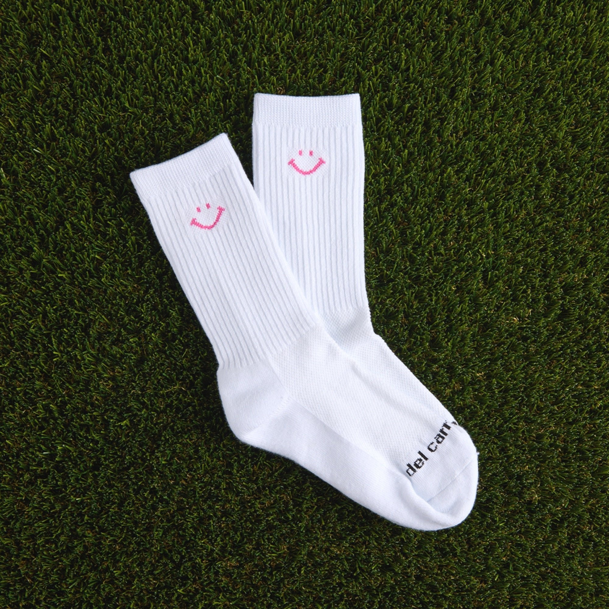 Pink Smiley Crew Socks - del campo