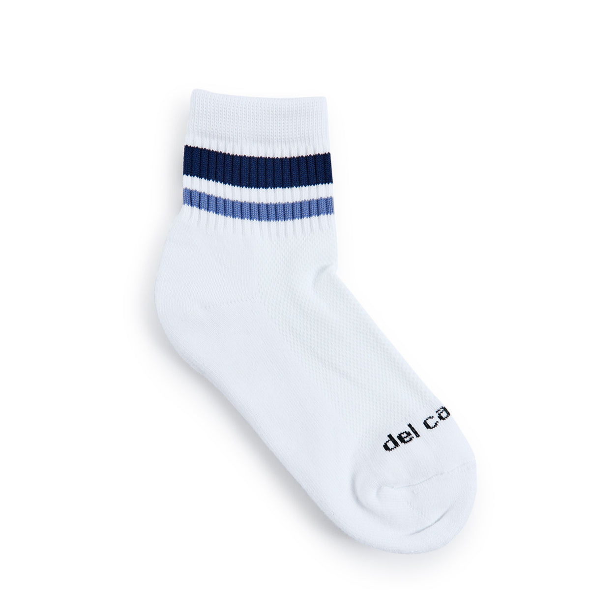 Del Campo Navy Stripes golf socks, flat lay