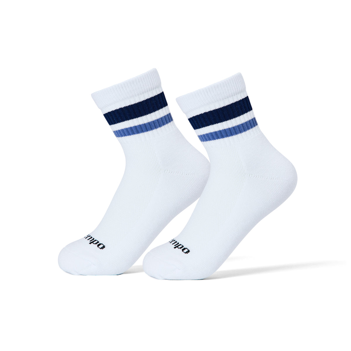 Del Campo Navy Stripes golf socks, on foot