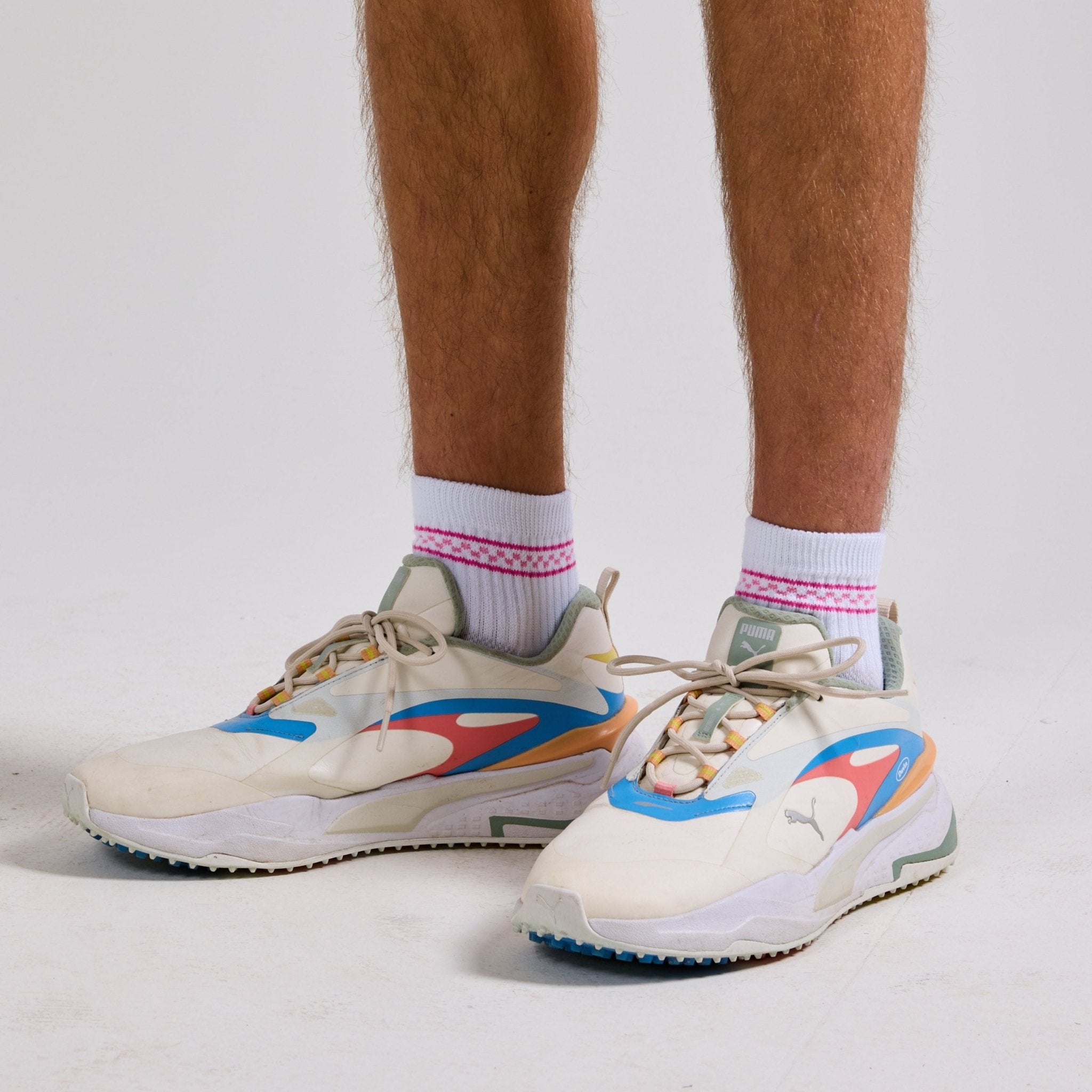 Pink Checkered Stripes - del campo golf socks | made in the USA