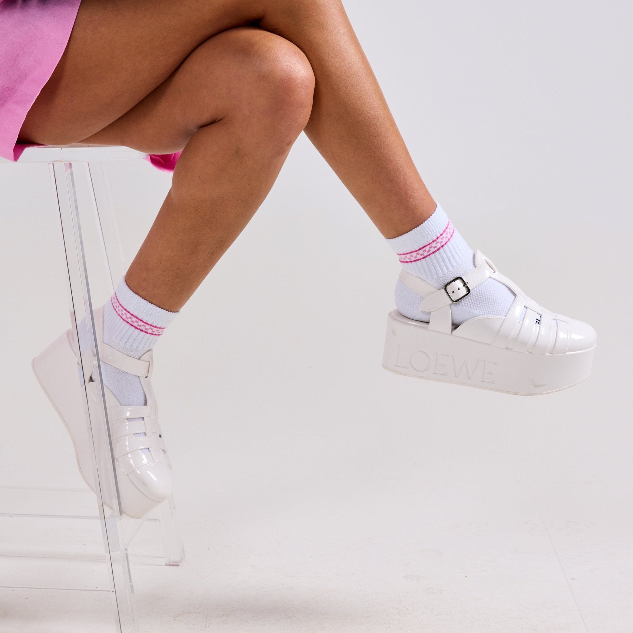 Pink Checkered Stripes - del campo golf socks | made in the USA